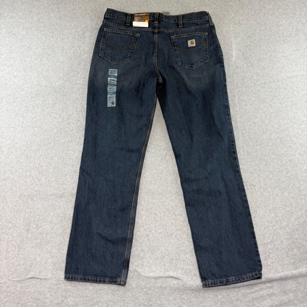 Carhartt Holter Jeans NEW‎ Mens 38x34 Dark Wash Relaxed Fit Straight Leg 101483